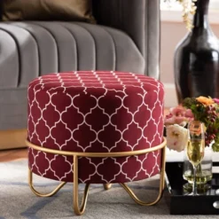 Candice Quatrefoil Velvet Upholstered Metal Ottoman Red - Baxton Studio 9 Candice Quatrefoil Velvet Upholstered Metal Ottoman Red - Baxton Studio -Outlet Baxton Studio Store GUEST 53c8eafa 14a3 4d95 97c6 4dbd8c68ffc2
