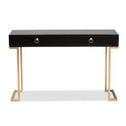 Beagan Wood And Metal 2 Drawer Console Table Black/Gold - Baxton Studio -Outlet Baxton Studio Store GUEST 54132ef8 9ef1 4dfa aa02 0d0ff3b9c549