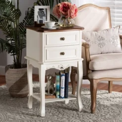 2 Drawer Darla Wood Nightstand White/Cherry Brown - Baxton Studio -Outlet Baxton Studio Store GUEST 555a49a3 609b 4b1b b63b 42567aa2eaa7