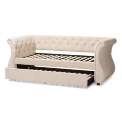 Twin Cherine Classic And Contemporary Fabric Upholstered Daybed With Trundle Beige - Baxton Studio -Outlet Baxton Studio Store GUEST 55668dff c821 48dc bb30 8929a7210fc0