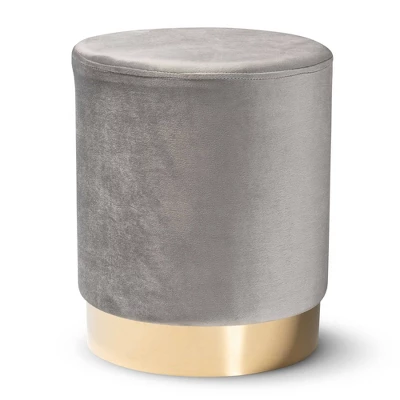 Chaela Velvet Metal Ottoman - Baxton Studio 6 Chaela Velvet Metal Ottoman - Baxton Studio - Image 6