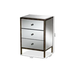Baxton Studio Nouria Mirrored 3 Drawer Nightstand Bedside Table Silver - BaxtonStudio -Outlet Baxton Studio Store GUEST 561c7138 835f 46cb b15c 3e441130ad8e