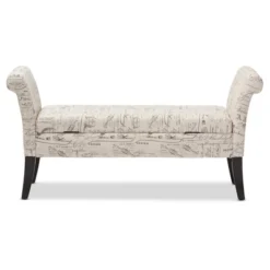 Avignon Script - Patterned French Laundry Fabric Storage Ottoman Bench - Baxton Studio -Outlet Baxton Studio Store GUEST 56893ef9 1047 4c3b 9bfe 32af2169e7f1