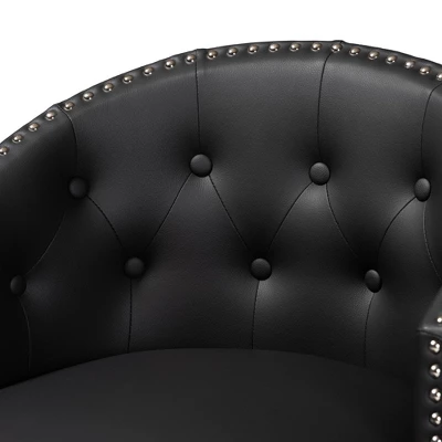 2pc Theron Faux Leather And Wood Swivel Counter Stool Set - Baxton Studio 4 2pc Theron Faux Leather And Wood Swivel Counter Stool Set - Baxton Studio - Image 4