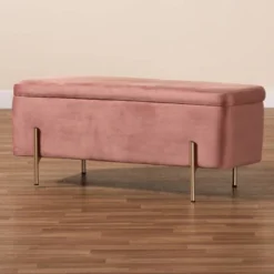 Rockwell Blush Velvet Metal Storage Bench Pink/Gold - Baxton Studio -Outlet Baxton Studio Store GUEST 56c77508 c132 465f ae94 08720ed96112
