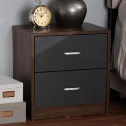 Hansel 2 Drawer And Finished Nightstand Brown/Gray - Baxton Studio -Outlet Baxton Studio Store GUEST 56c7999f 80e3 4612 8af7 59f3a1a2eb87