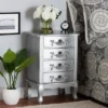 Callen Brushed Wood 4 Drawer Nightstand Silver - Baxton Studio