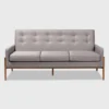 Perris Upholstered Wood Sofa Light Gray/Walnut - Baxton Studio