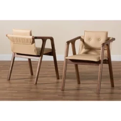 2pc Marcena Imitation Leather Upholstered And Wood Dining Chair Set - Baxton Studio -Outlet Baxton Studio Store GUEST 57c442f6 a00a 41bd 99bf 39f79fbcb926