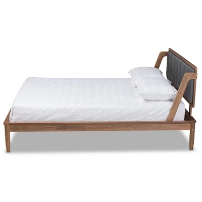 Helsa Mid-Century Modern Platform Bed Walnut/Brown/Gray - Baxton Studio 1 Helsa Mid-Century Modern Platform Bed Walnut/Brown/Gray - Baxton Studio