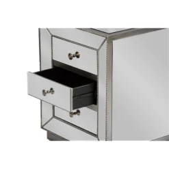 Currin Contemporary Mirror 3 Drawer Nightstand Silver - Baxton Studio -Outlet Baxton Studio Store GUEST 58970d64 e637 4e8b bd7d eaaca69b8ce4