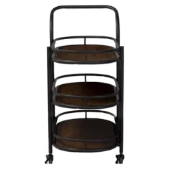 Karlin Rustic Industrial Style Antique Black Textured Finish Metal Distressed Wood Mobile Kitchen Bar Serving Wine Cart - Baxton Studio -Outlet Baxton Studio Store GUEST 5908f14d 826b 420f 9e52 05515595c316