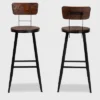Set Of 2 Kenna Wood And Metal Finished Metal Barstools Brown/Black - Baxton Studio