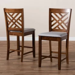 Set Of 2 Caron Fabric Upholstered Wood Counter Height Pub Chair Set Gray/Walnut - Baxton Studio -Outlet Baxton Studio Store GUEST 596dcca4 caa9 46e6 b443 3ead3188568d