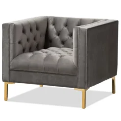 Zanetta Luxe And Glamour Velvet Upholstered Gold Finished Lounge Chair - Baxton Studio -Outlet Baxton Studio Store GUEST 59b4c1a3 e154 43d4 b554 cf8d537eab46