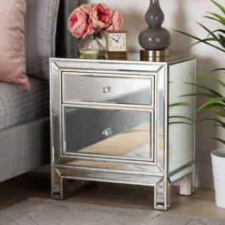 Fadri 2 Drawers Mirrored Nightstand - Baxton Studio -Outlet Baxton Studio Store GUEST 5a7e117f 9063 4e83 99c7 b267e04bcd5b