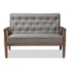 Sorrento Mid-Century Retro Modern Fabric Upholstered Wooden 2 Seater Loveseat Gray - Baxton Studio