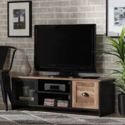 Connell Two-Tone Wood And Metal 2 Door TV Stand For TVs Up To 40" Natural Brown/Black - Baxton Studio -Outlet Baxton Studio Store GUEST 5b4d20a1 cc09 455a 9736 8446ce22651c