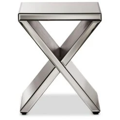 Morris Modern And Contemporary Hollywood Regency Glamour Style Accent Side Table - Silver - Baxton Studio