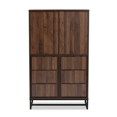 Neil Wood And Metal Storage Cabinet Brown/Black - Baxton Studio 2 Neil Wood And Metal Storage Cabinet Brown/Black - Baxton Studio - Image 2