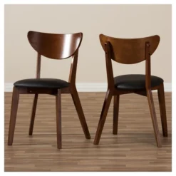 Set Of 2 Sumner Mid - Century Faux Leather Dining Chairs - Black, "Walnut" Brown - Baxton Studio -Outlet Baxton Studio Store GUEST 5cd16859 b86c 42d8 8ede 4db10ef6fb40