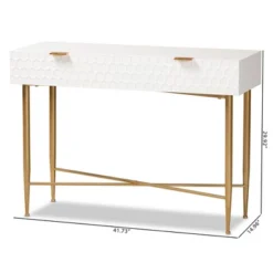 Galia Wood And Metal 1 Drawer Console Table White/Gold - Baxton Studio -Outlet Baxton Studio Store GUEST 5ceea3b6 baaf 4d4f aa8e 8fc7ae080dd2