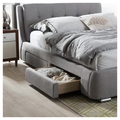 King Camile Modern And Contemporary Fabric Upholstered 4 Drawer Storage Platform Bed Gray - Baxton Studio 6 King Camile Modern And Contemporary Fabric Upholstered 4 Drawer Storage Platform Bed Gray - Baxton Studio - Image 6