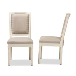 Set Of 2 Louane Fabric Upholstered And Wood Dining Chairs - Baxton Studio -Outlet Baxton Studio Store GUEST 5dcb2428 9f2f 46d3 9a3c 33e9173ad31d