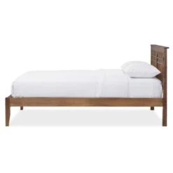 Loafey Mid-Century Modern Solid Wood Window-Pane Style Platform Bed - Baxton Studio