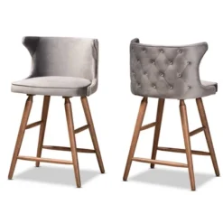 2pc Sagira Velvet Fabric Upholstered And Wood Counter Height Barstool Set - Baxton Studio 16 2pc Sagira Velvet Fabric Upholstered And Wood Counter Height Barstool Set - Baxton Studio -Outlet Baxton Studio Store GUEST 5df54e25 0167 41ce b105 c68c3870ad7e