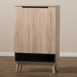Fella Mid - Century Modern Two - Tone Wood Shoe Cabinet - Brown - Baxton Studio -Outlet Baxton Studio Store GUEST 5e0d0f5b 18be 4242 90a4 814679d62fbf
