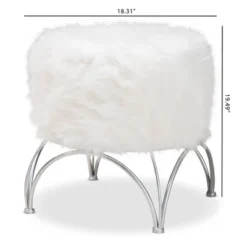 Celia Faux Fur Upholstered Silver Metal Ottoman White/Silver - Baxton Studio -Outlet Baxton Studio Store GUEST 5e1071f1 2632 4d03 880b 8e7aad3bea45