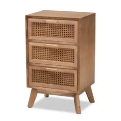 Baden Wood With Rattan 3 Drawer Nightstand Walnut Brown - Baxton Studio -Outlet Baxton Studio Store GUEST 5e5273af f811 4885 8bbb 8726730e2fd3