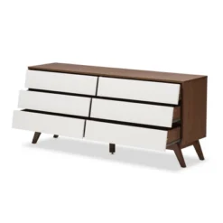 Hildon Mid-Century Modern Wood 6 Drawer Storage Dresser Brown - Baxton Studio