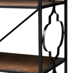 65" 5 Shelf Mirna Iron & Natural Oak Wood Quatrefoil Accent Bookshelf Brown/Black - Baxton Studio 10 65" 5 Shelf Mirna Iron & Natural Oak Wood Quatrefoil Accent Bookshelf Brown/Black - Baxton Studio -Outlet Baxton Studio Store GUEST 5f2755cb a4a8 450d 9284 07ebe48b9b57