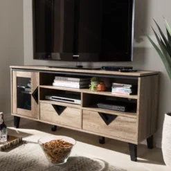 Cardiff Modern And Contemporary Wood TV Stand For TVs Up To 55" - Light Brown - Baxton Studio -Outlet Baxton Studio Store GUEST 5f772ecd bf36 4aae 8c8c 32b189ea0249