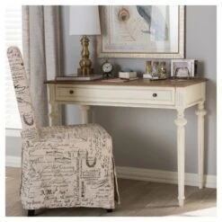 Marquetterie French Provincial Weathered Oak Wash Writing Desk White - Baxton Studio -Outlet Baxton Studio Store GUEST 5f923375 4584 4b38 8bbe cbfd7d59c412