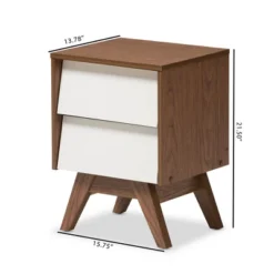 Hildon Mid - Century Modern Wood 2 - Drawer Storage Nightstand - White, "Walnut" Brown - Baxton Studio -Outlet Baxton Studio Store GUEST 6017639b f769 4bd0 896e 0fb57e9284cd