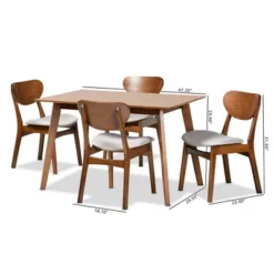 5pc Katya Fabric Upholstered And Wood Dining Set Gray/Brown - Baxton Studio -Outlet Baxton Studio Store GUEST 6098a4f5 67f1 4879 a72c 0c82935b02b0