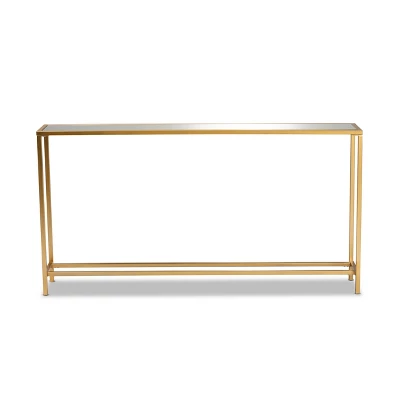 Alessa Glam Metal And Mirrored Glass Console Table Gold - Baxton Studio 1 Alessa Glam Metal And Mirrored Glass Console Table Gold - Baxton Studio