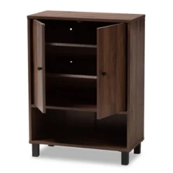 Rossin Walnut Finished 2 Door Wood Entryway Shoe Storage Cabinet Brown - Baxton Studio -Outlet Baxton Studio Store GUEST 61f923fd ec6b 45f5 a66d acd95cf36d16