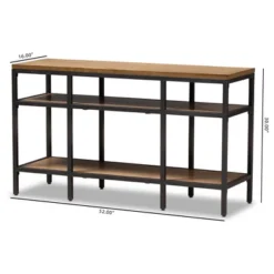 Caribou Rustic Industrial Style Oak Wood And Metal Finished Console Table Black - Baxton Studio -Outlet Baxton Studio Store GUEST 621d470a 8001 4ecb 8411 0c3990da55fd