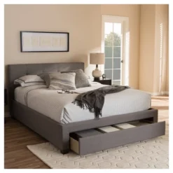 Brandy Modern And Contemporary Fabric Upholstered Platform Bed With Storage Drawer - Baxton Studio -Outlet Baxton Studio Store GUEST 625a9c09 f31c 451e a3bf 60798a187e9f