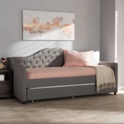 Twin Perry Modern And Contemporary Fabric Daybed With Trundle Light Gray - Baxton Studio -Outlet Baxton Studio Store GUEST 62fb038b ecfe 4a71 97e3 7b08368c5051