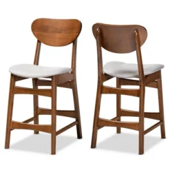 2pc Katya Fabric Upholstered And Wood Counter Height Barstool Set - Baxton Studio -Outlet Baxton Studio Store GUEST 6301e78a 4ddd 4d53 9fa4 188ce1779574