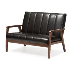 Nikko Mid-Century Modern Scandinavian Style Faux Leather Wooden 2 Seater Loveseat - Baxton Studio 8 Nikko Mid-Century Modern Scandinavian Style Faux Leather Wooden 2 Seater Loveseat - Baxton Studio -Outlet Baxton Studio Store GUEST 635cadfc 7b9f 43ca 868e 5d6c3e969e1a