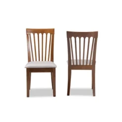 Set Of 2 Minette Fabric Upholstered Wood Dining Chairs Gray/Walnut - Baxton Studio