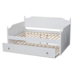 Full Millie Wood Daybed With Trundle White - Baxton Studio -Outlet Baxton Studio Store GUEST 63d58f90 c9a4 4df9 9a67 419ee88f3a2b