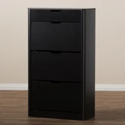 Cayla Modern And Contemporary Wood Shoe Cabinet - Black - Baxton Studio -Outlet Baxton Studio Store GUEST 641061ac a29c 48f8 bc9e 1c41eccb85e3