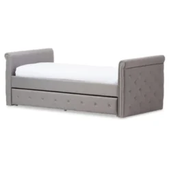 Twin Swanson Modern And Contemporary Fabric Tufted Daybed With Roll-Out Trundle Guest Bed - Baxton Studio -Outlet Baxton Studio Store GUEST 64123631 7044 42da 956a 442d18f7cffb